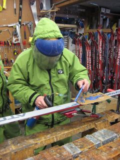 Andy P-texing the skis Andy P-texing the skis