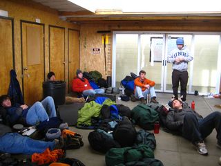 Students Lounging in Gear Bay Students Lounging in Gear Bay
