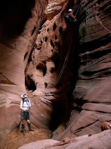 Rappelling into the slots Rappelling into the slots