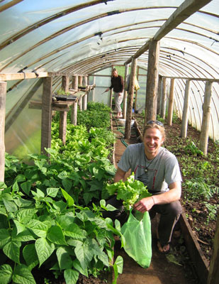 Inside one of several greenhouses on the NOLS Patagonia campo. Photo: Bruce Smithhammer Inside one of several greenhouses on the NOLS Patagonia campo. Photo: Bruce Smithhammer