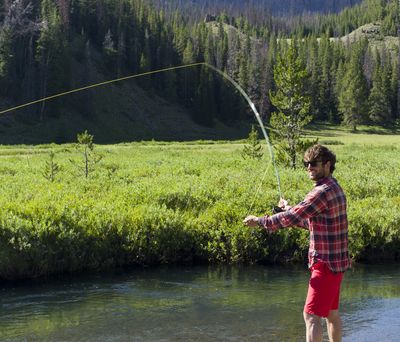 *July 24 2012 fly fishing in Bliss Creek Meadow Wyoming on Course Wilderness Horsepacking *July 24 2012 fly fishing in Bliss Creek Meadow Wyoming on Course Wilderness Horsepacking
