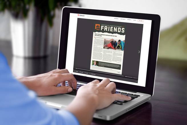 A closeup of the cover of Friends Spring 2021 digital issue on Issuu.com.