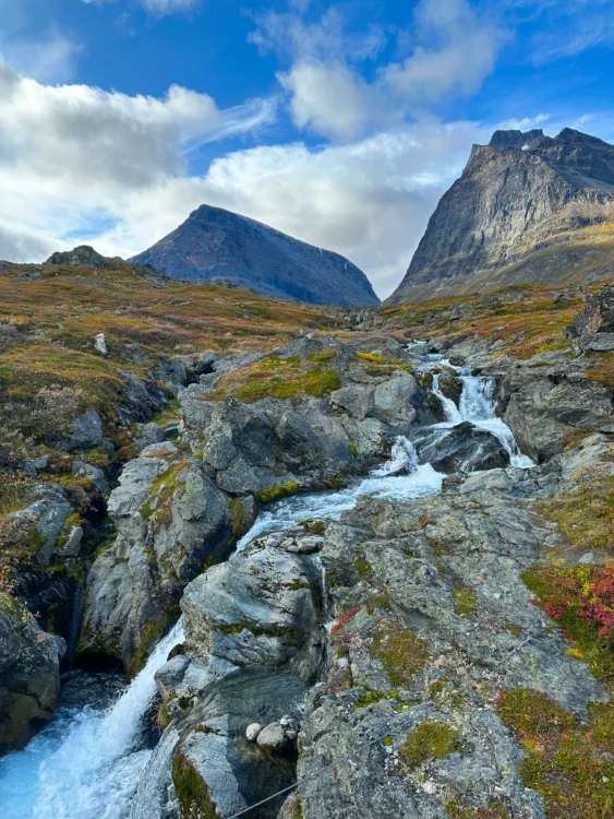 Waterfall and mountains in Sweden